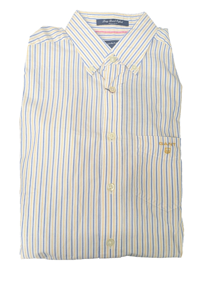 GANT Light Sky Long Beach Oxford Stripe Button Down Shirt 308620 Size M