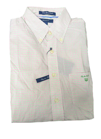 GANT Raw Pink Long Beach Poplin Tattersall Button Down Shirt 308650 Size M