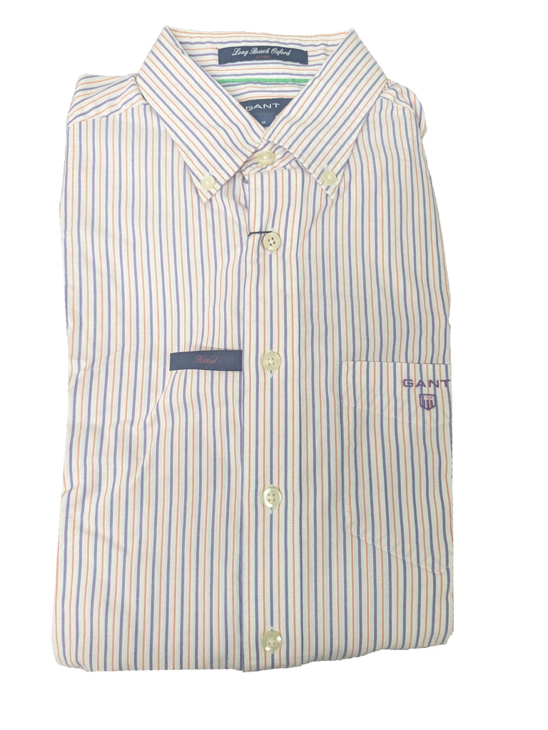 GANT Soft Lupine Long Beach Oxford Stripe Button Down Shirt 308622 Size M