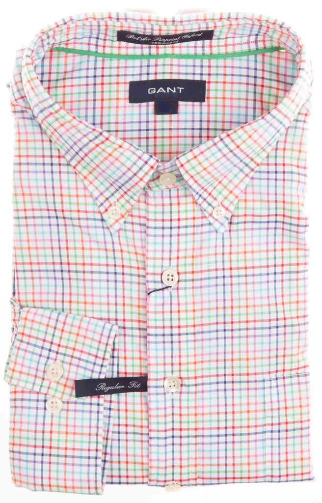 GANT Bluebell Bel Air Pinpoint Oxford Check Button Down Shirt 308680 Size M