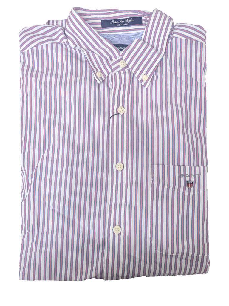 GANT Men's Point Sur Poplin Stripe Button Down Shirt 308800 Size Medium