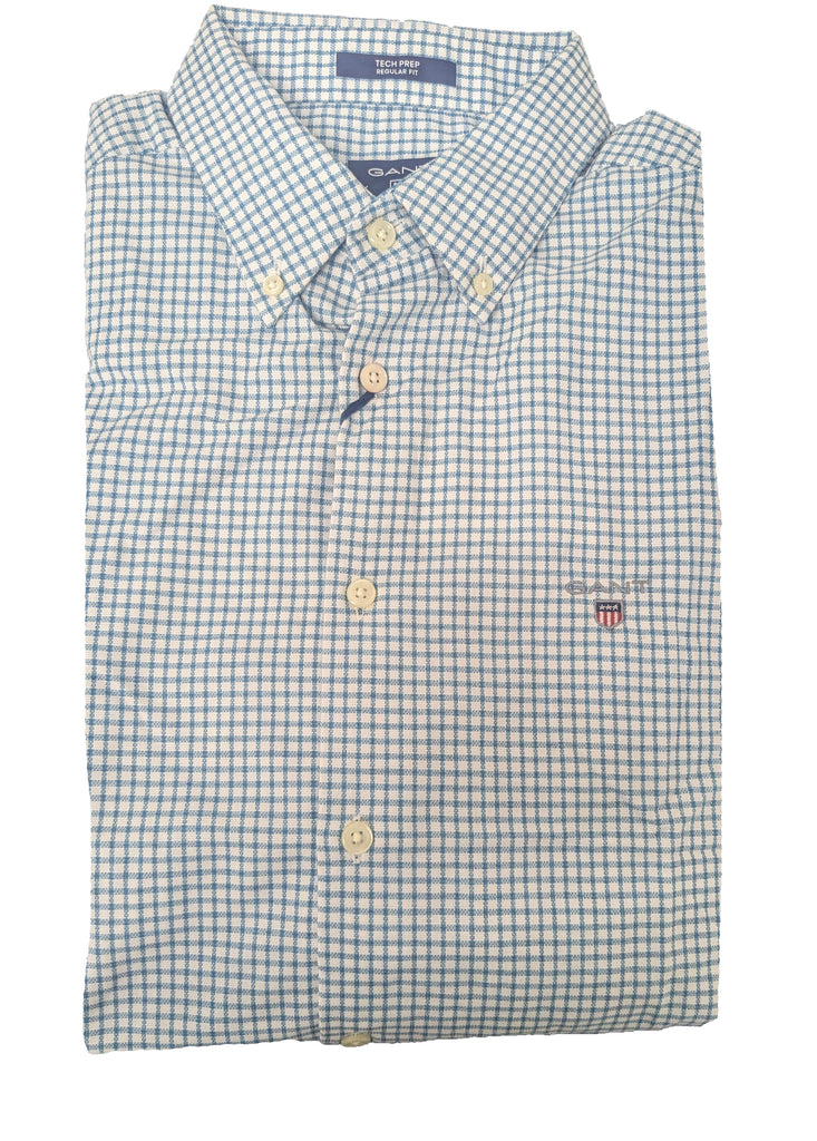 GANT Persian Blue Tech Prep Plaid Button Down Shirt 331730 Size Medium