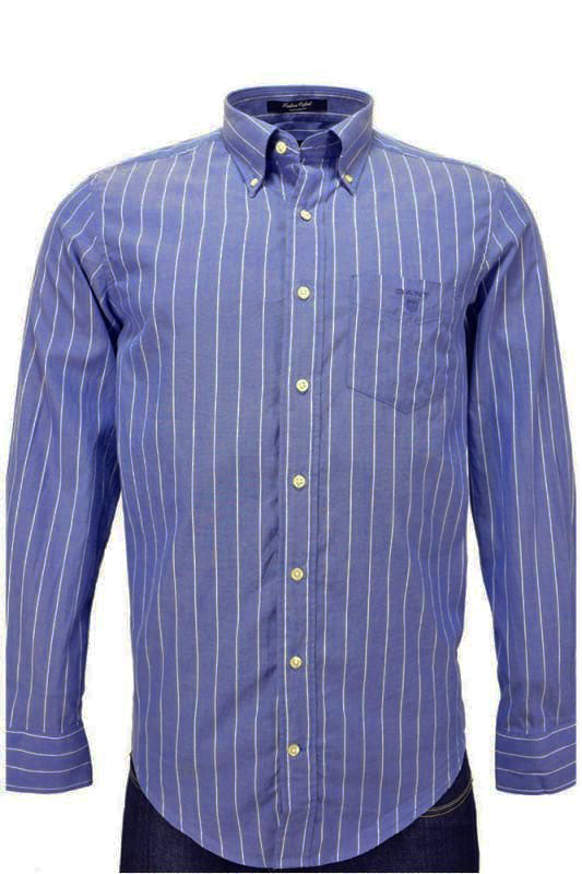 GANT Crisp Blue Hudson Oxford Stripe Button Down Shirt 340752 Size Medium