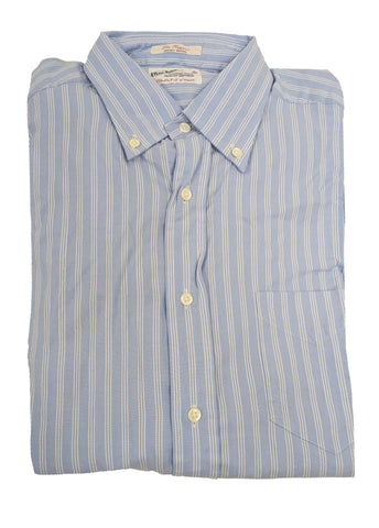 GANT RUGGER Preppy Blue Dreamy Oxford Stripe Button Down 341840 Size M