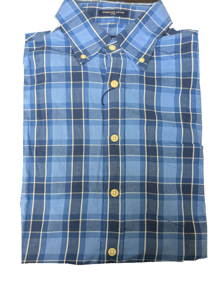 GANT Nautical Blue Oxford Plaid Fitted Button Down Shirt 342572 Size Medium