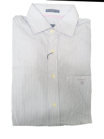 GANT Dawn Blue Easy Care Broadcloth Stripe Spread Collar Shirt 342816 Size M