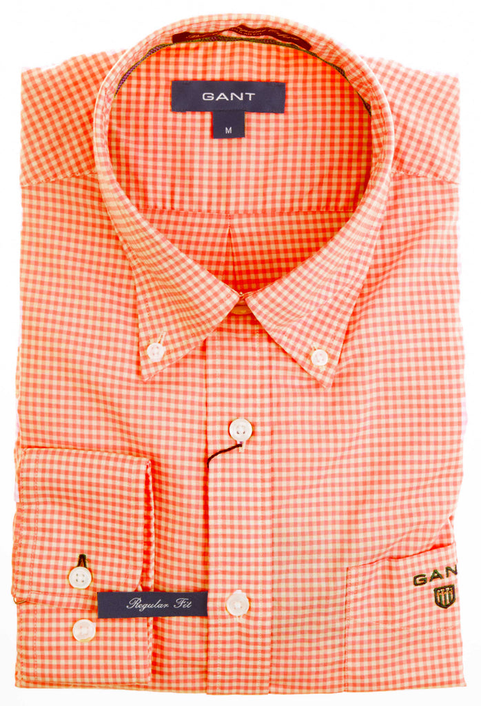 GANT Pearl Peach Bel Air Pinpoint Oxford Gingham Shirt 343222 Size Medium