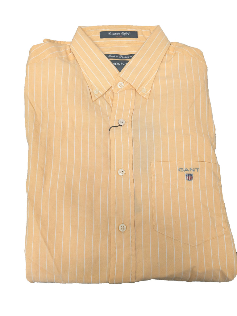 GANT Corn Yellow Crosstown Stripe Fitted Button Down Shirt 361722 Size Medium