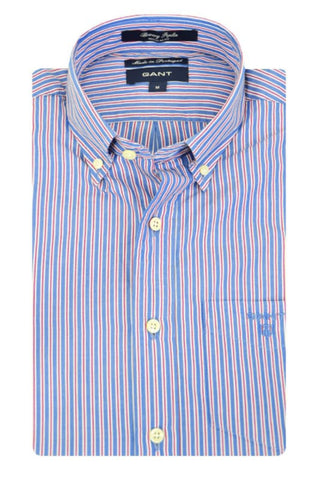 GANT Admiral Red Bowery Poplin Stripe Button Down Shirt 361780 Size M