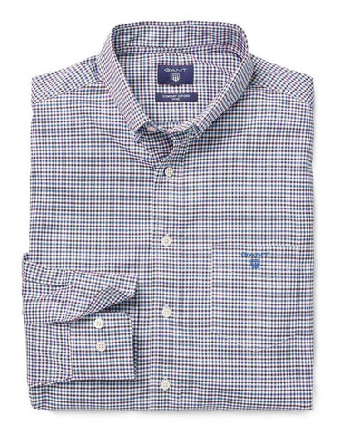 GANT Nautical Blue Comfort Oxford Gingham Fitted Button Down Shirt 364212 Size M