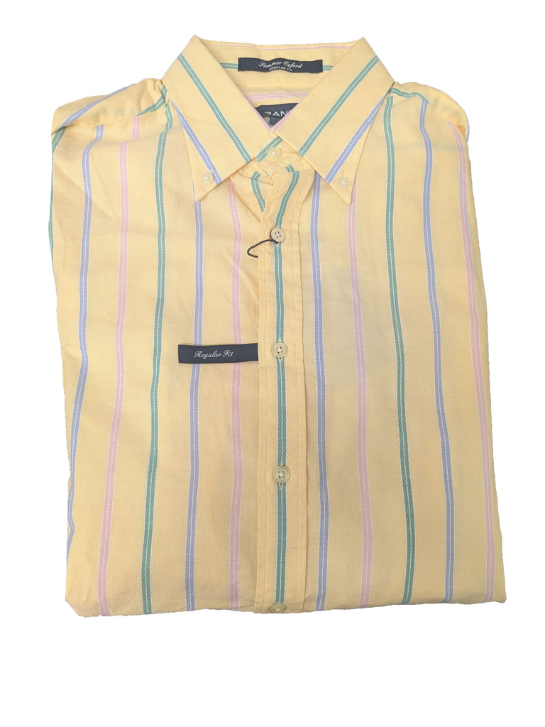 GANT Clouded Yellow Summer Oxford Stripe Button Down Shirt 86830 Size M