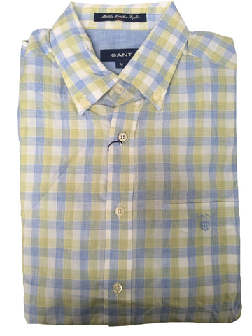 GANT Light Green Malibu Heather Poplin Fitted Button Down Shirt 387452 Size M