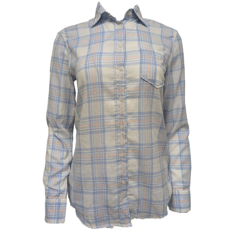 GANT Women's Light Sky Checked Boyfriend Shirt 432160 Size 4