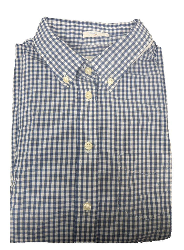 GANT Women's Luminary Blue Yale Gingham Madras Boy Shirt Size EU 40/ US 10