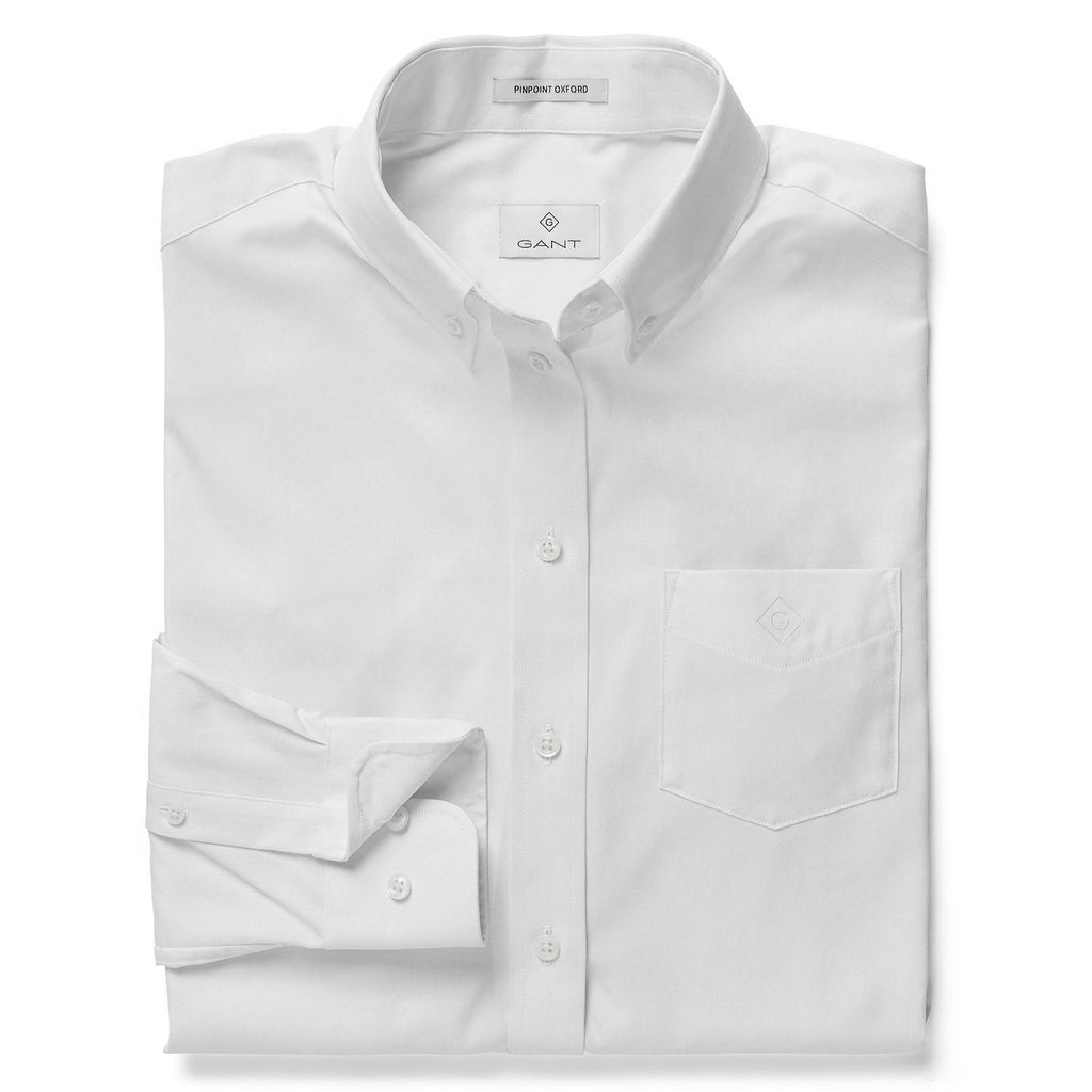 GANT Women's White Pinpoint Oxford Button Down Shirt 432666