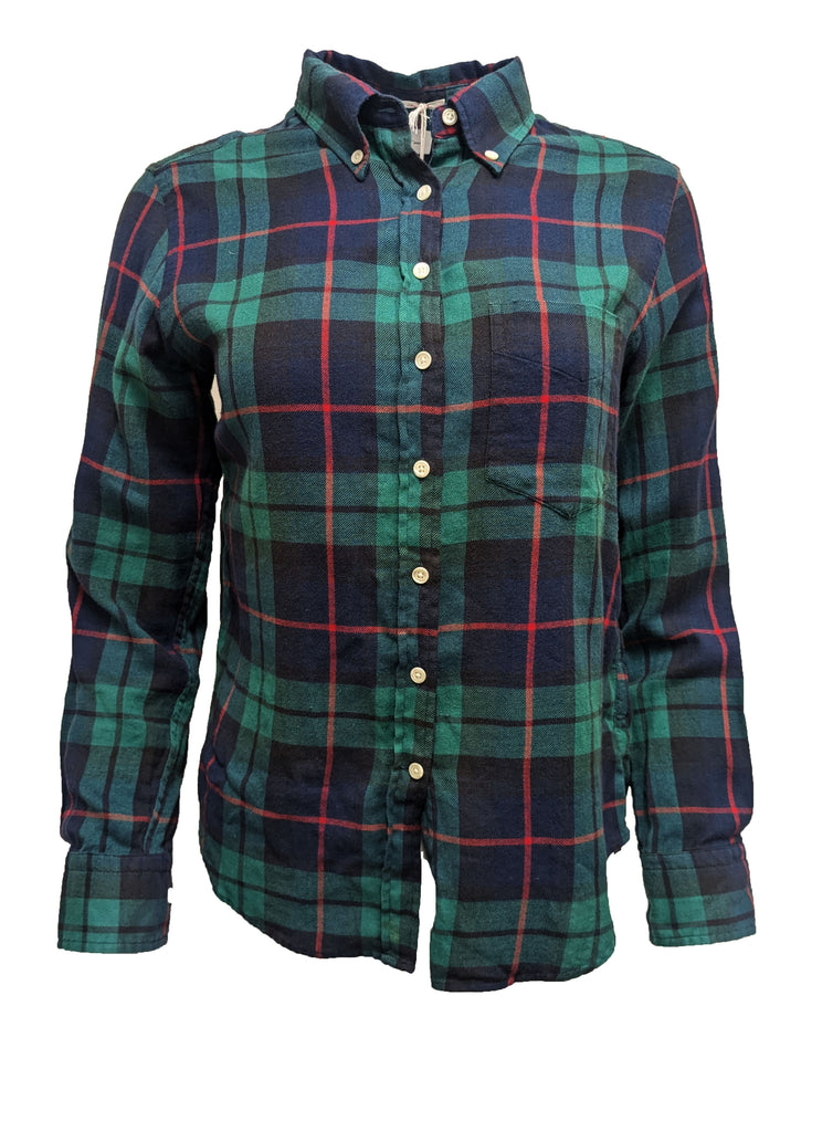 GANT RUGGER Women's Forest Green Her Flannel Shirt 432385 Size Small