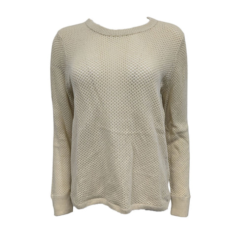 GANT RUGGER Women's Ivory Cotton Wool Meshy Sweater 481401 Size Large