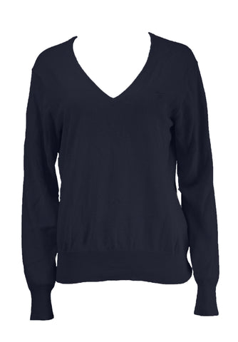 GANT Women's Navy Lightweight Cotton V-Neck Sweater 483022 Size Large