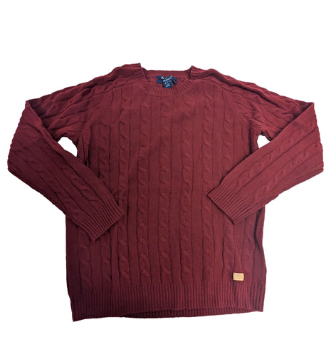 GANT Women's Burgundy Wool Classic Cable Crew Sweater 483491