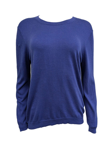 GANT RUGGER Women's Indigo Blue Cotton Silk Blend Crue Sweater 488813 Size L