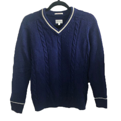 GANT RUGGER Ultra Blue Wool Blend Cable Vee Sweater 488910