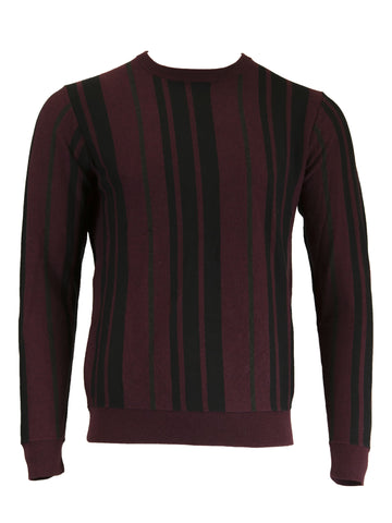 Gant Men's O1 Varsity Stripe Crew, Medium, Dark Burgundy Melange