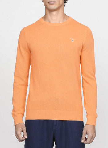 GANT Men's Papaya Orange Cotton Pique Crew 80021 Size Medium