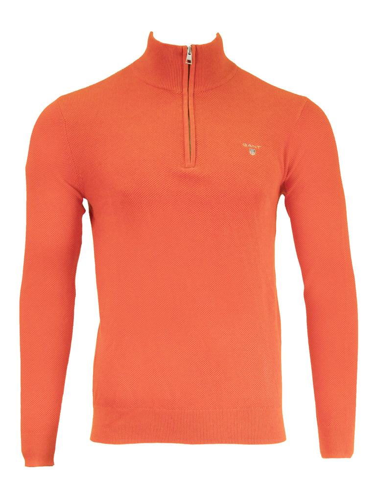 GANT Men's Strong Coral Cotton Pique Half Zip 80023 Size Medium