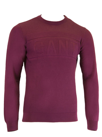 GANT Men's Raspberry Purple O1 Gant Logo Texture Crew 8030003 Size M $160 NWT