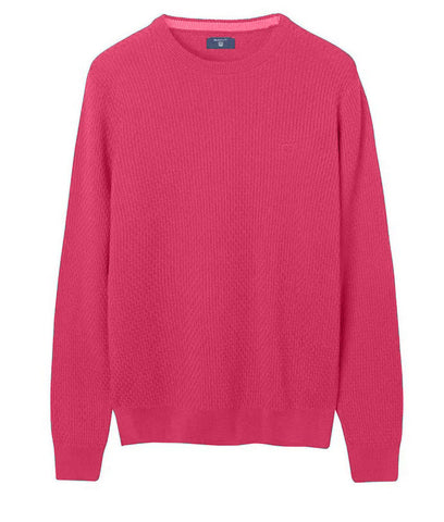 GANT Men's Rose Red Basketweave Crew Sweater 8030023 Size Medium