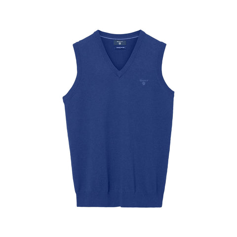 GANT Men's Blue Melange Lightweight Cotton Sweater Vest 83070 Size Medium