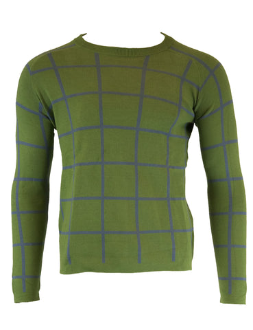 GANT RUGGER Men's Chlorophyll Green Check Cotton Crew 84225 Size M $145 NWT