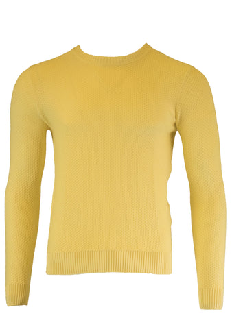 GANT RUGGER Men's Daisy Yellow Solid Textured Crew 84232 Size M $145 NWT