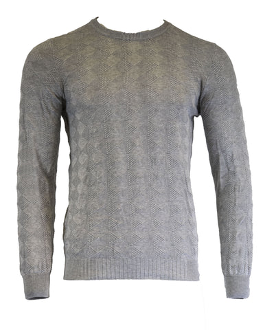 Gant Men's O2 Silk Blend Texture Crew, Medium, Grey Melange