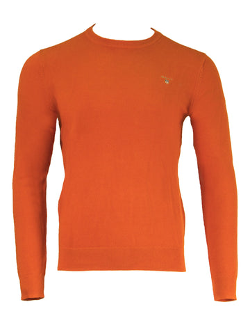 GANT Pumpkin Orange Men's Cotton Pique Crew Sweater 80021 Size M $145 NWT