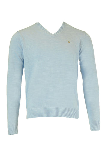 Gant Men's Natural Cotton V-Neck Sweater, Medium, Sea Blue