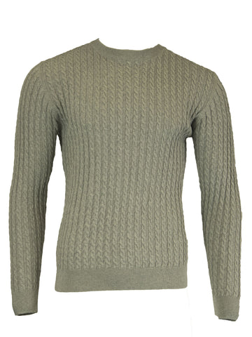 Gant Men's O1 Cable Crew Sweater, Medium, Grey Melange