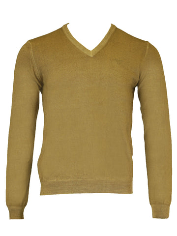 GANT Men's Warm Khaki O2 Washed Merino V-Neck Sweater 88562 $170 NWT