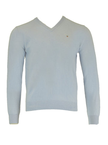 Gant Men's Superfine Lambswool V-Neck Sweater, Medium, Lake Blue