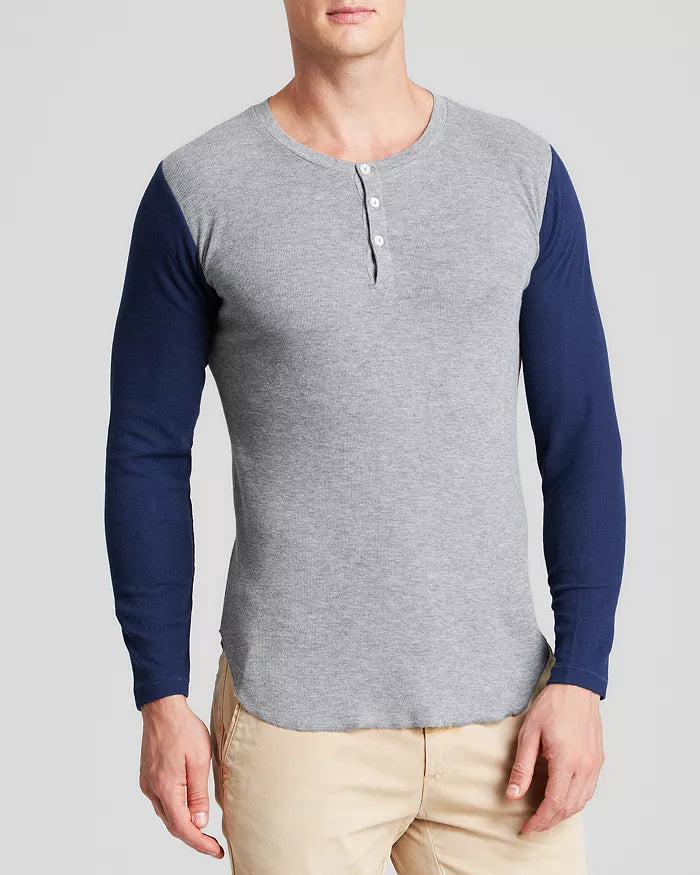 GANT RUGGER Men's Dark Grey Waffle Grandpa Henley Shirt 204341 Size M