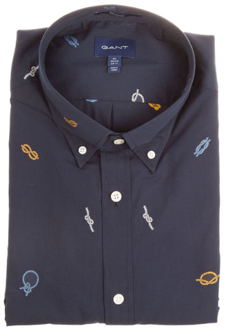 GANT Men's Marine Blue Rope Fil Coupe Shirt 3005070 Size Medium NWT