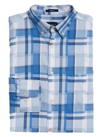 GANT Hamptons Blue Madras Irregular Button Down Shirt 3014730 Size M NWT