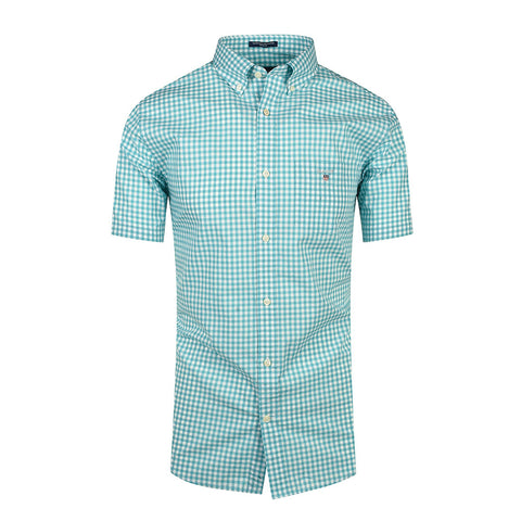 GANT Pool Green Broadcloth Gingham Short Sleeve Shirt 3046701 Size M NWT