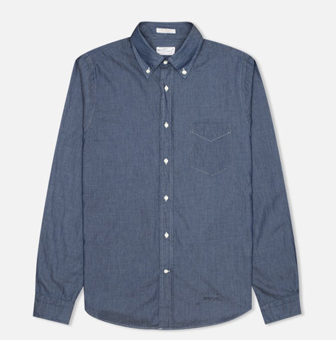 GANT RUGGER Men's Indigo Luxury Indigo HOBD Shirt 349810 Size X-Small