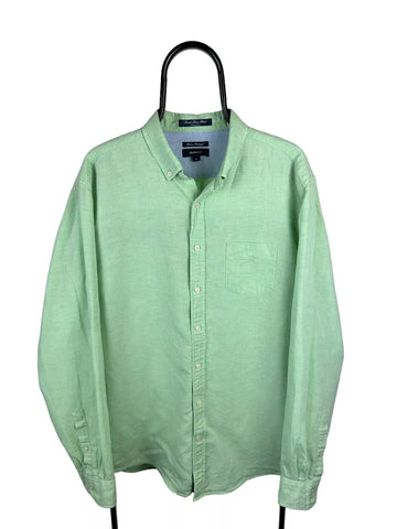 GANT Spring Green Sunset Linen Blend Button Down Shirt 399710 Size Medium