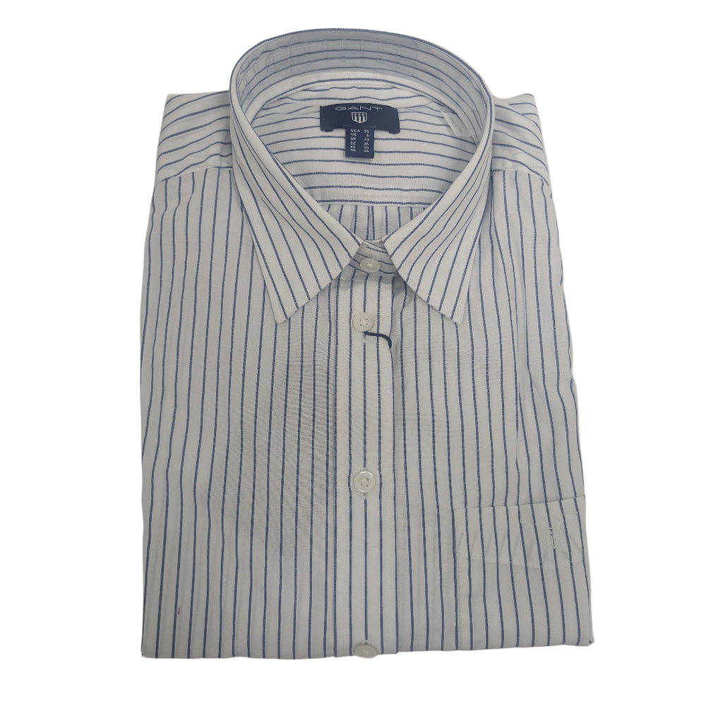 GANT Women's White Broadcloth Pinstripe Shirt 432543 Size 6