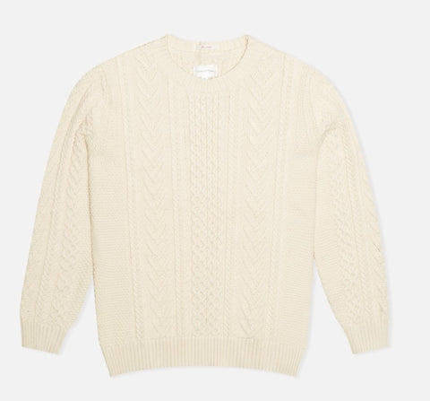 GANT RUGGER Women's Pearl White The Cable Sweater 488810 Size X-Large