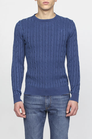 GANT Men's Persian Blue Sunbleached Cable Crew Sweater 8020019 Size Medium