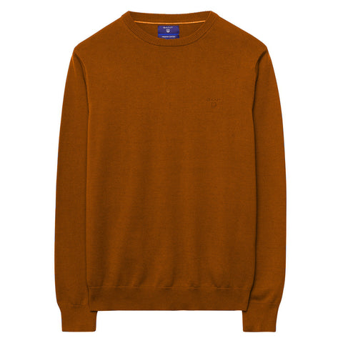 GANT Men's Dark Orange Lightweight Cotton Crew Sweater 83071