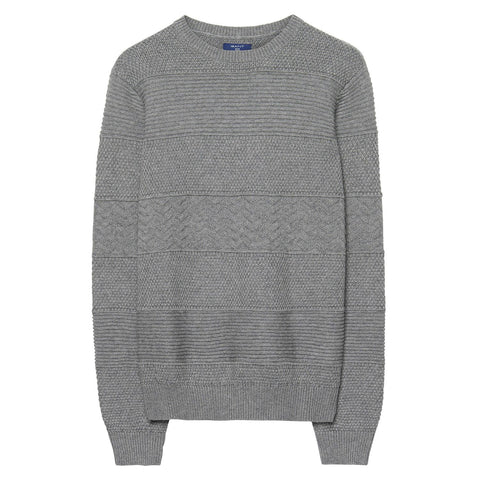 Gant Men's O1 Structure Crew Sweater, Medium, Grey Melange